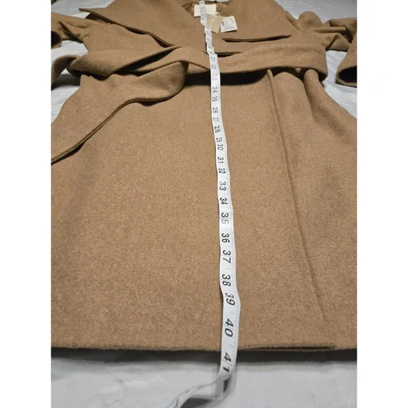 NWT Tom Tailor Denim Womens XL Coat Brown Wool Look Polyester Tie Pockets Luxe - Picture 7 of 11